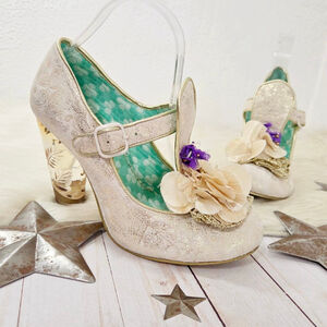 Irregular Choice Can't Touch This floral pump retro metallic gold bridal women 9